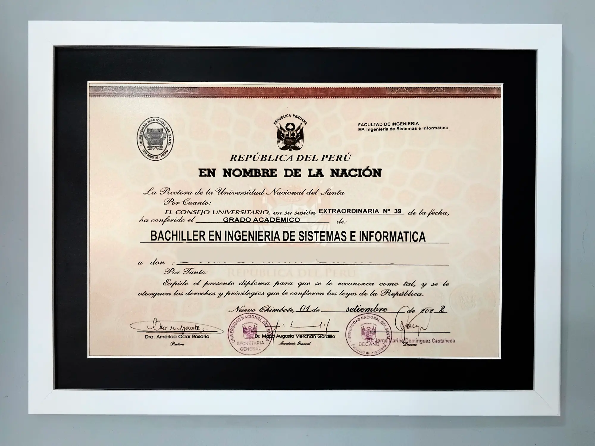 Modelo 1 de cuadro con paspartu para titulo profesional